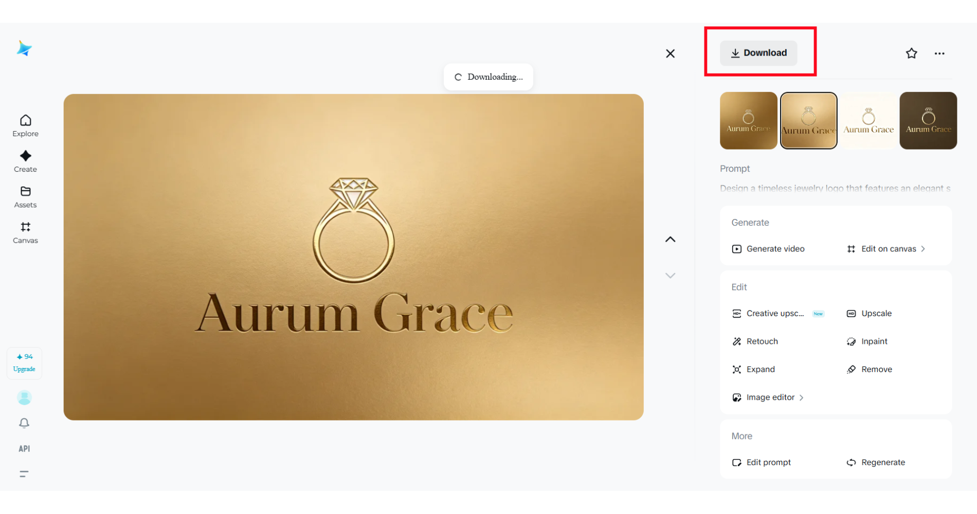 Téléchargez la conception de votre logo de bijoux sur Dreamina
