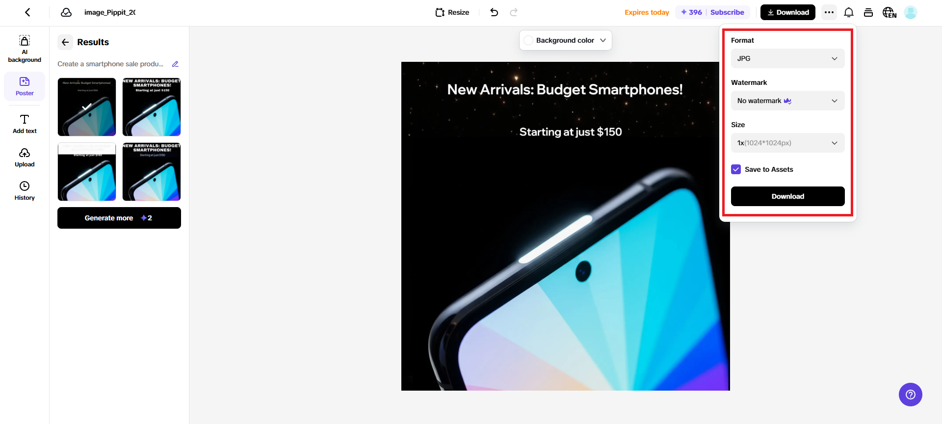 Export your poster/image