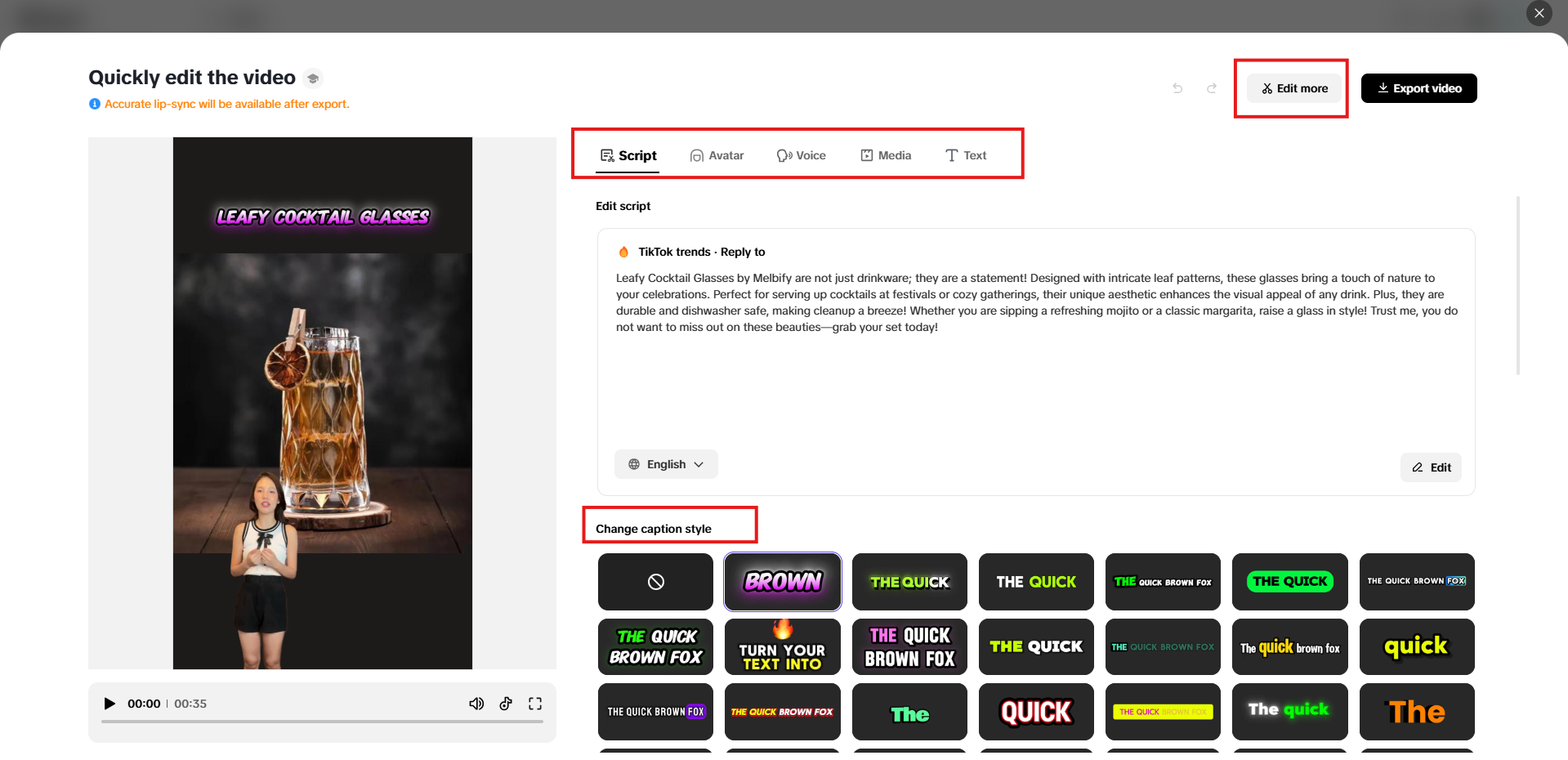 Quick edit na interface