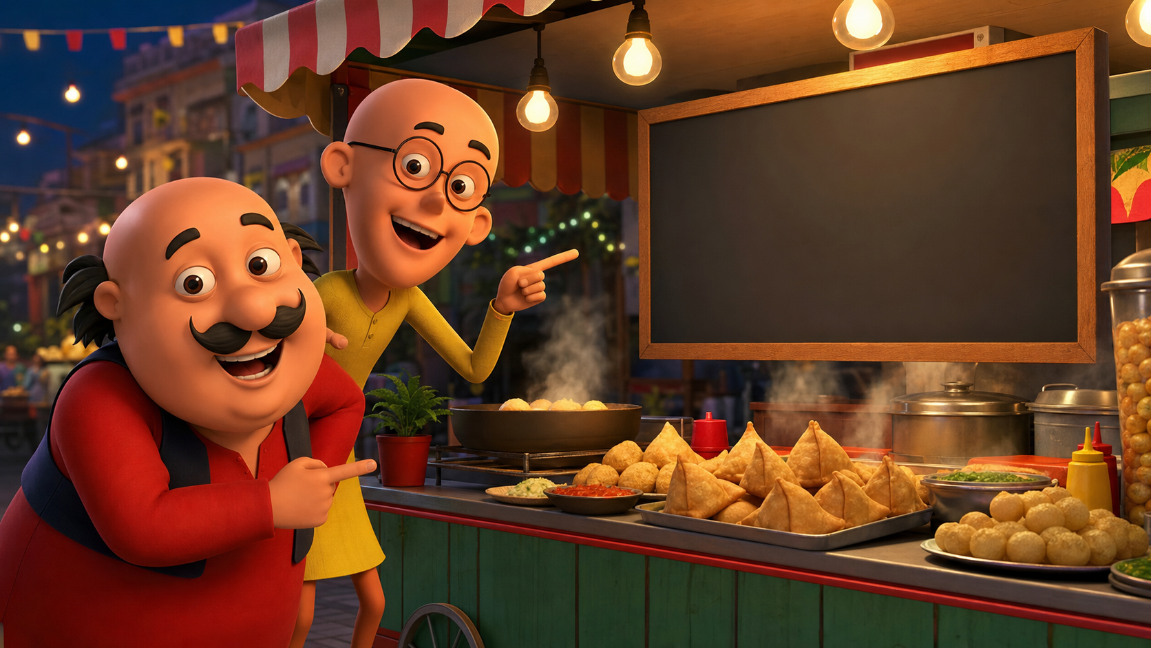 Motu Patlu Funny Shop Promotion AI Video Prompt prompt result 3