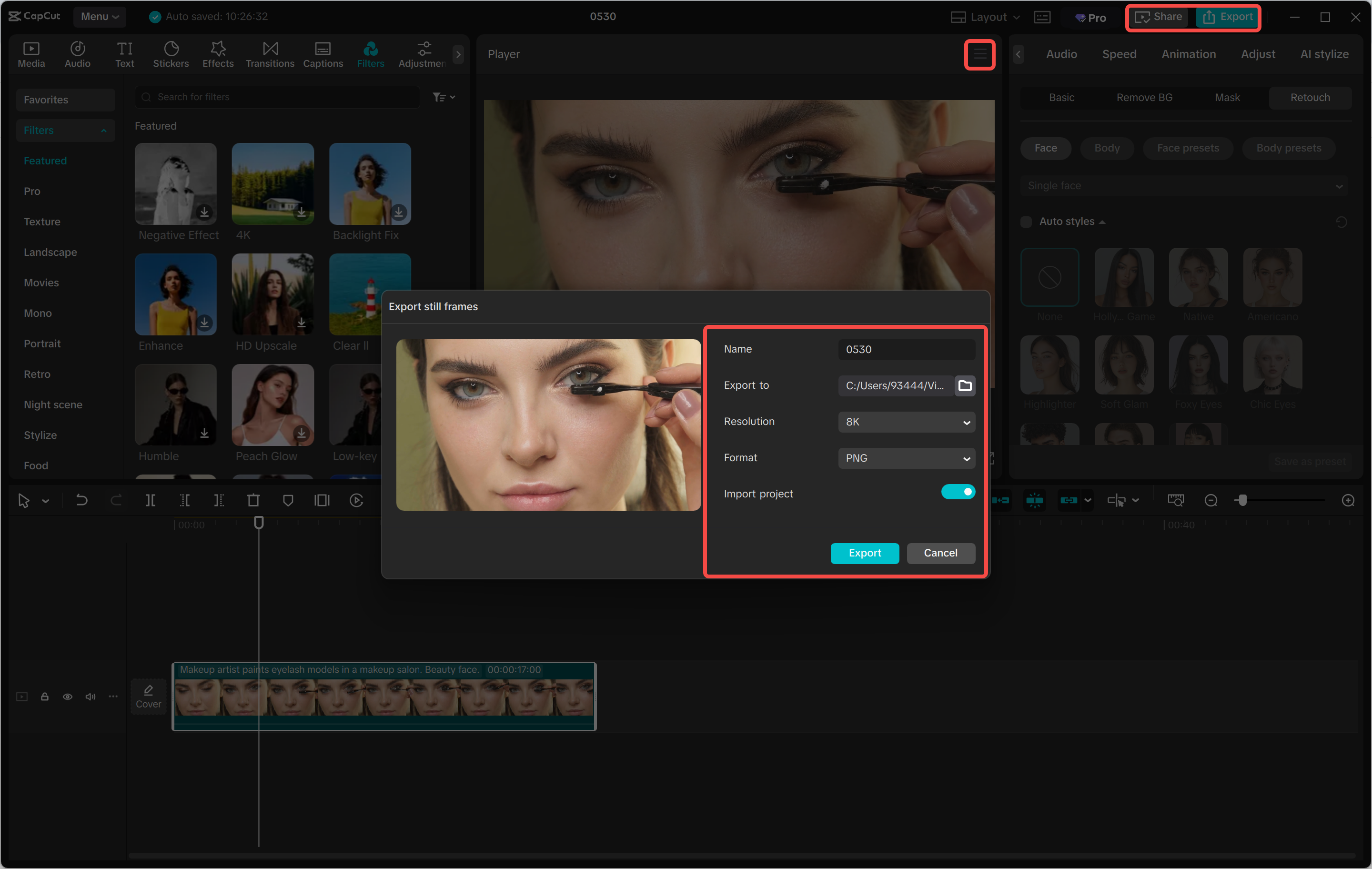 Eksportowanie wideo z CapCut edytora wideo na pulpicie