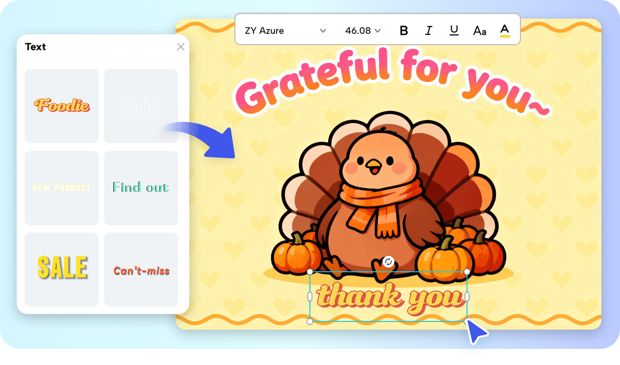 Sunting mesej ikhlas anda pada kad ucapan Kesyukuran