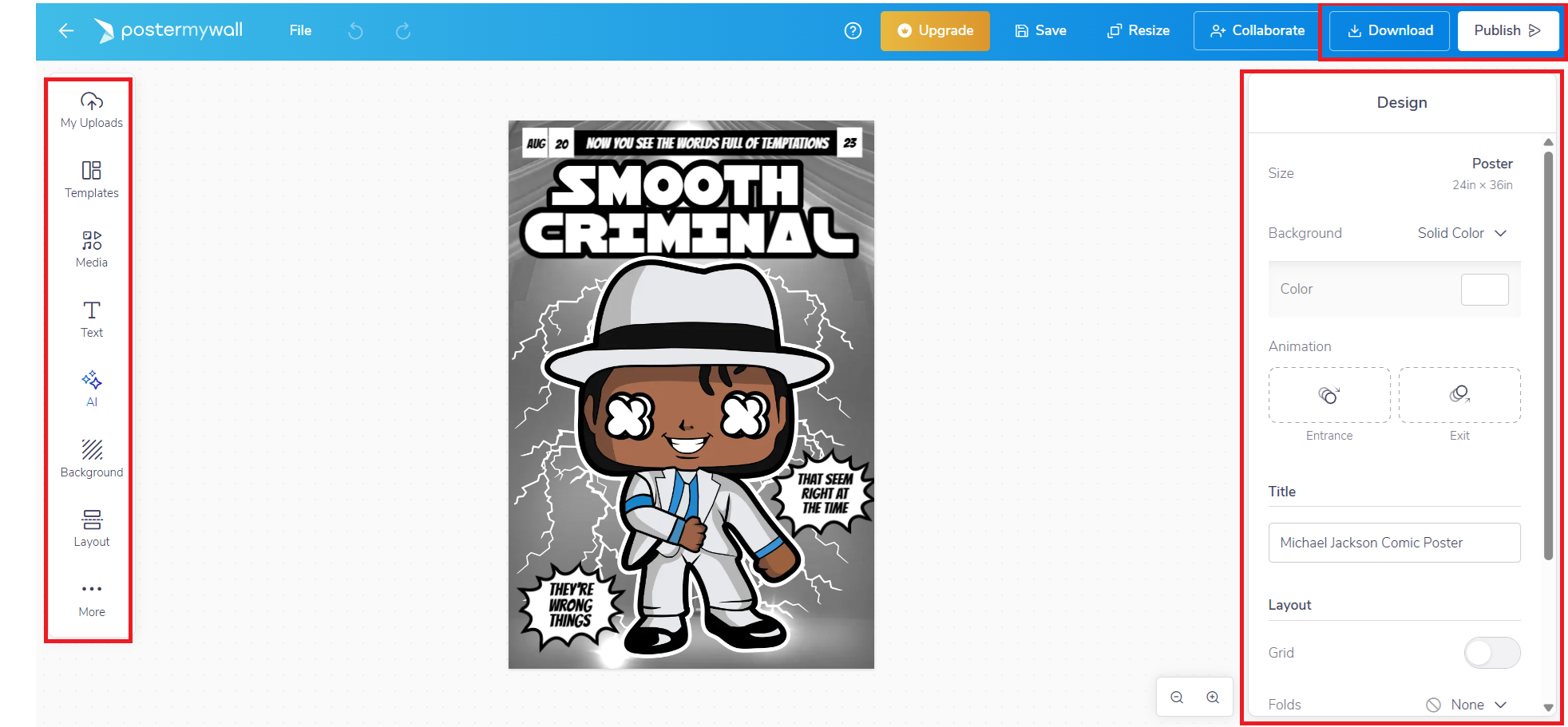 Edit and download comic art