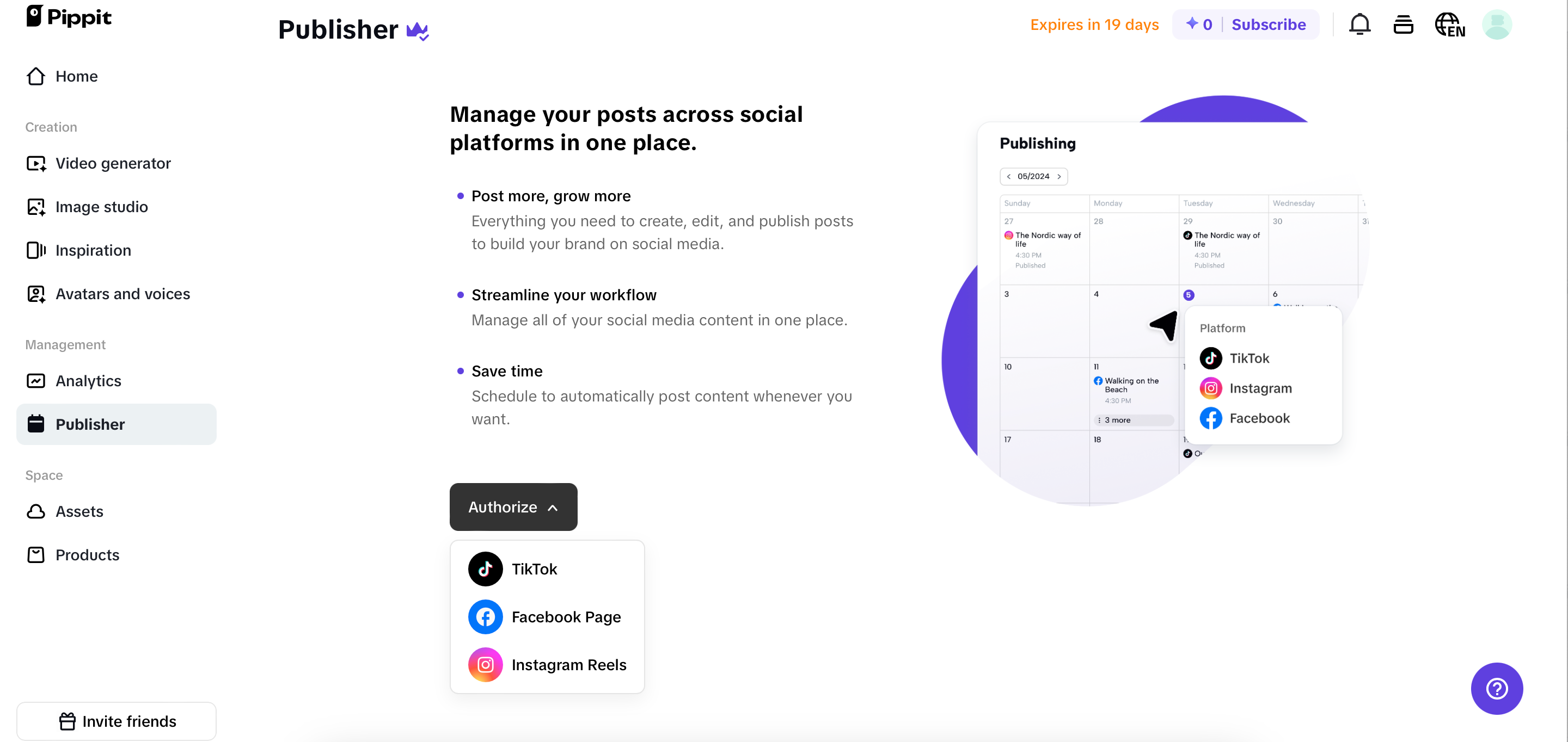 Connect social media accounts