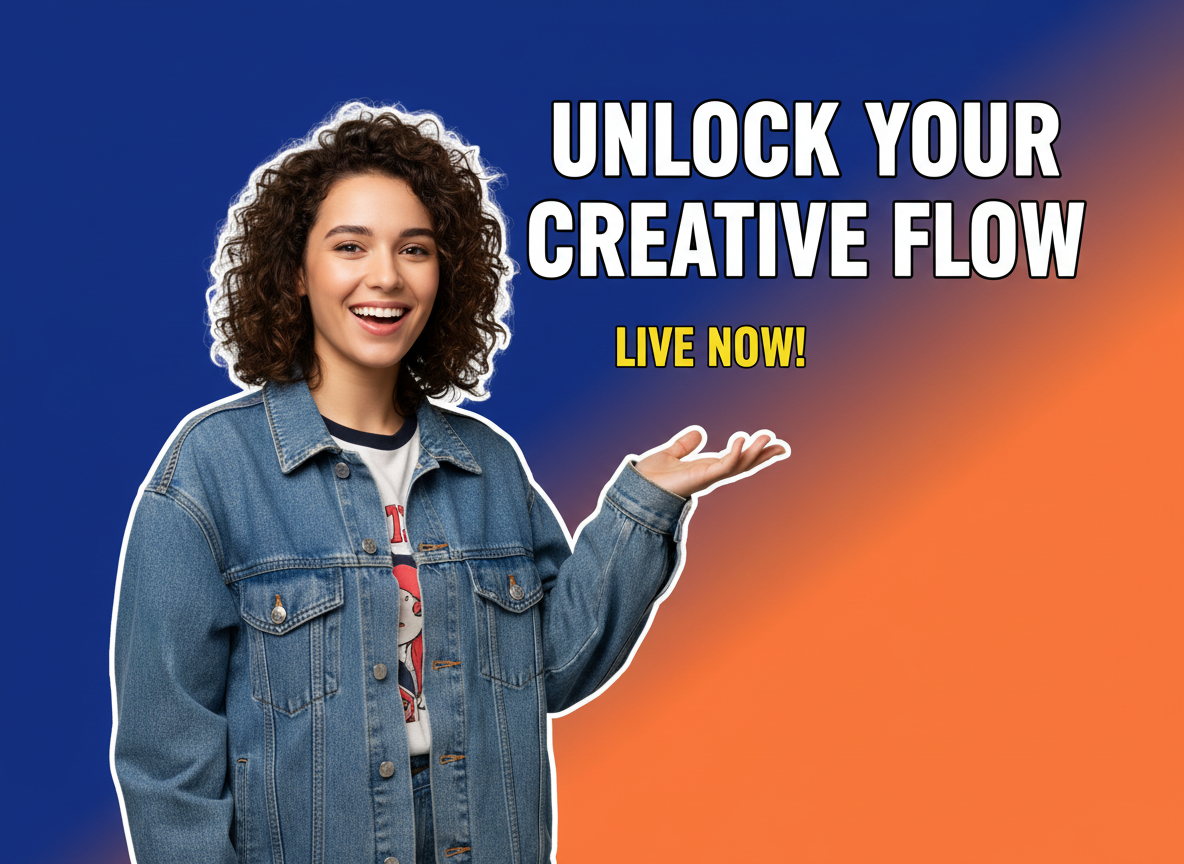 Use case: disenyo ng social thumbnail na may cutout at bold na pamagat