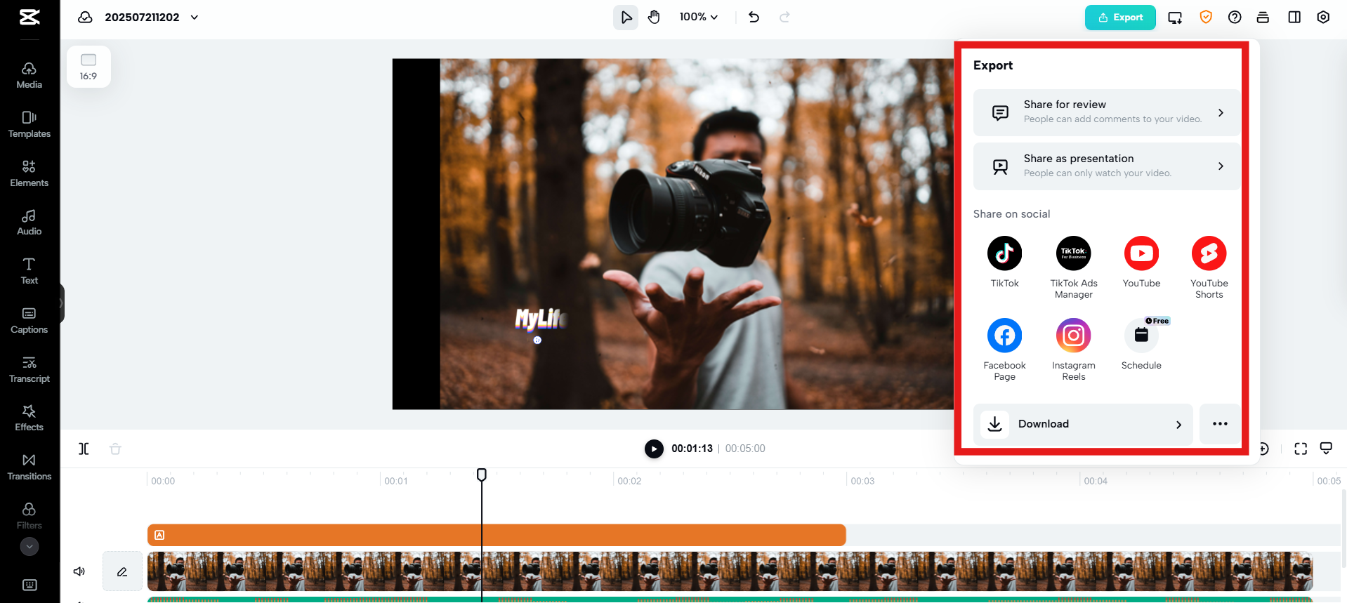 Export and share