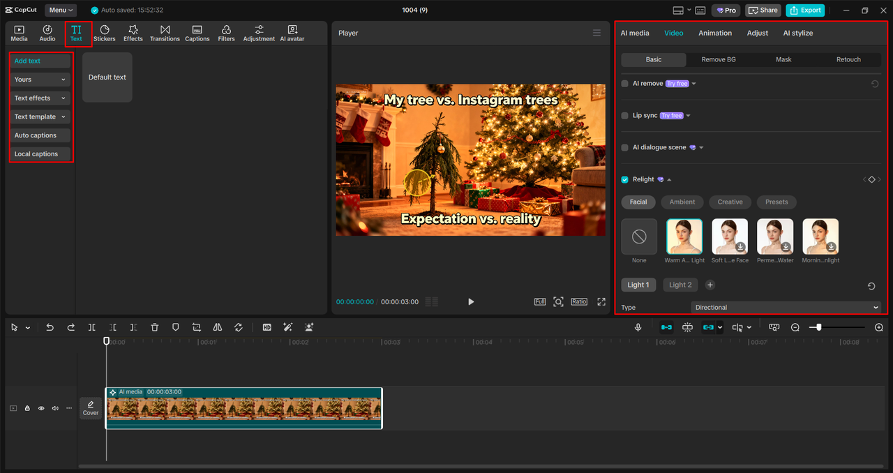 Editing the AI-generated meme with the CapCut desktop video editor