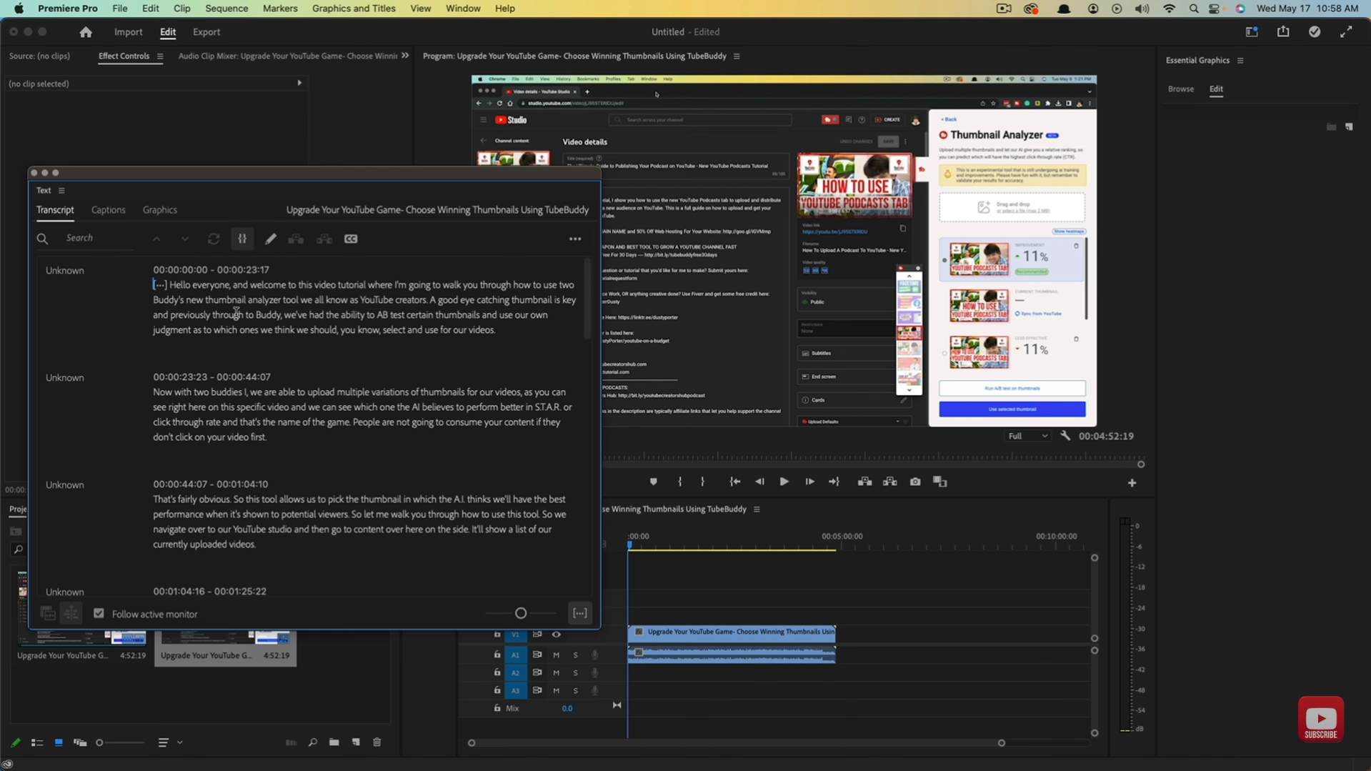 Interface of Adobe Premiere Pro - a reliable software for AI video summarization