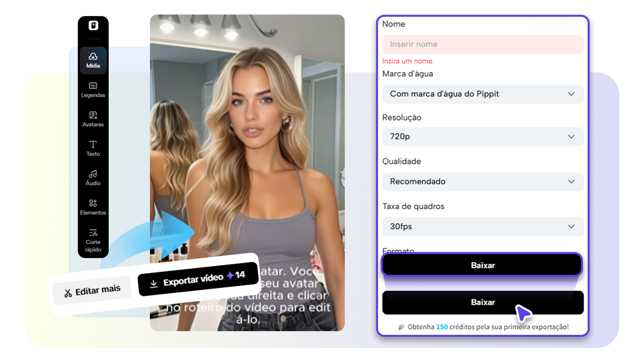 Visualizar e exportar vídeos IA de texto