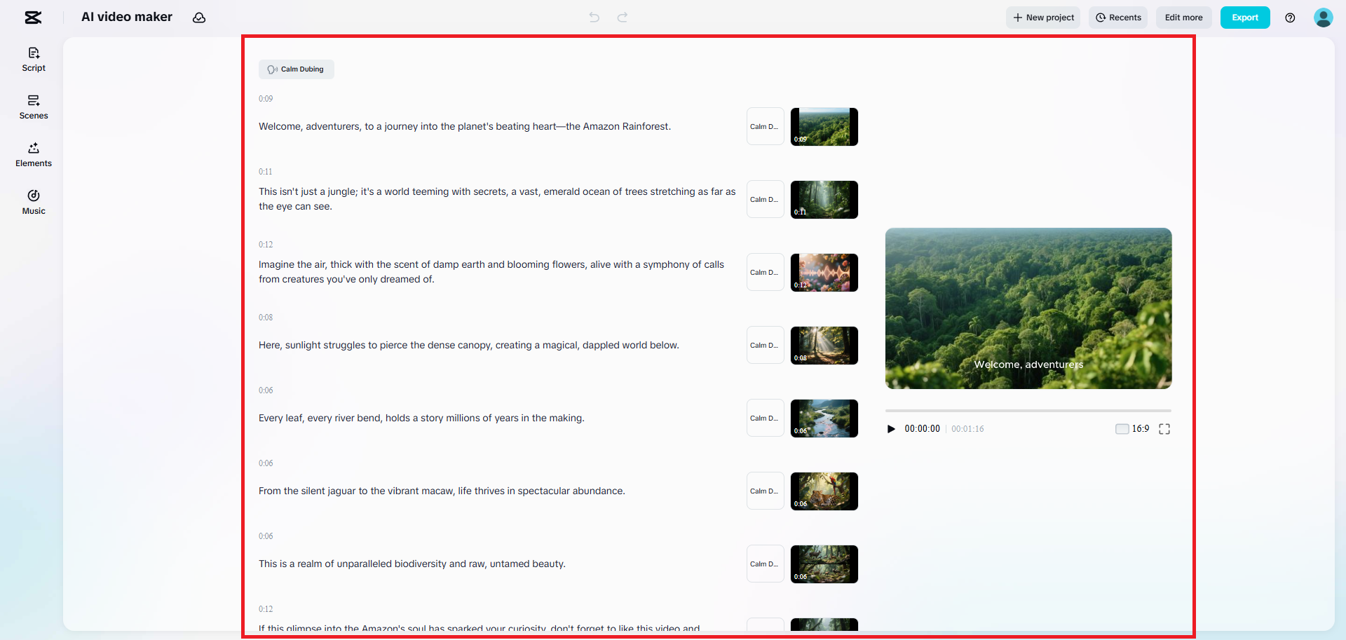 動画のスクリプトを編集する