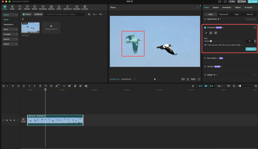 use quick brush to remove target object