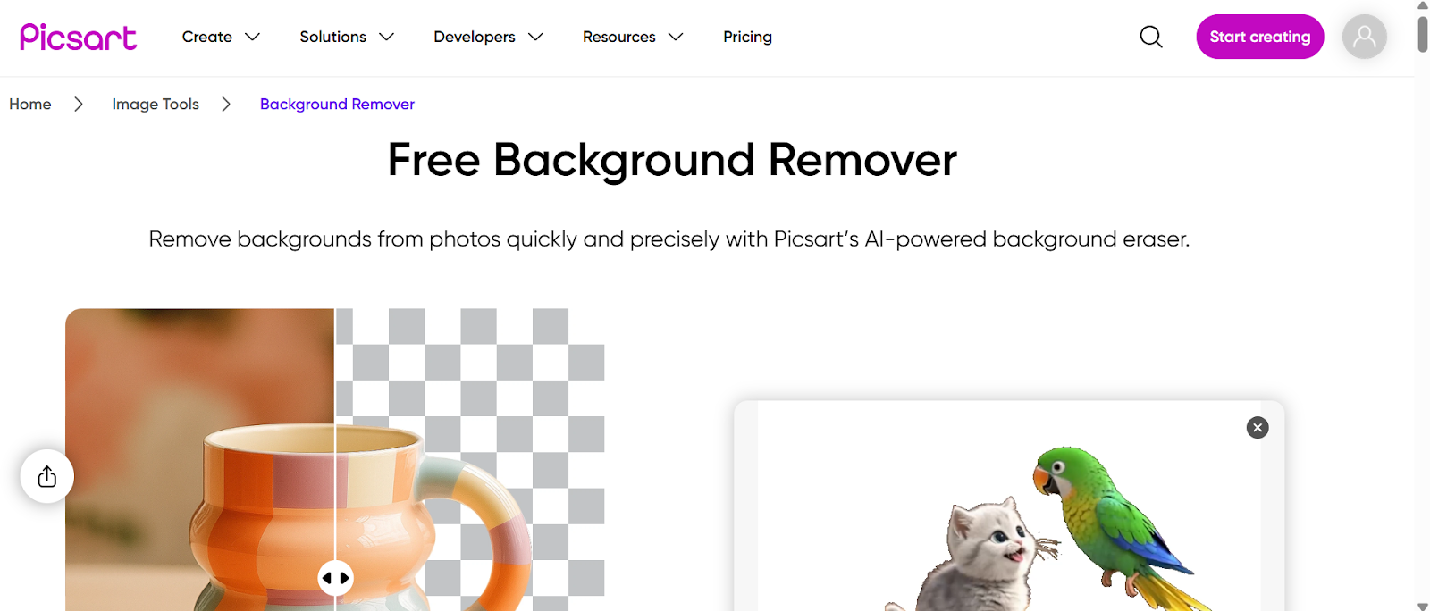 Picsart — Best AI background generator