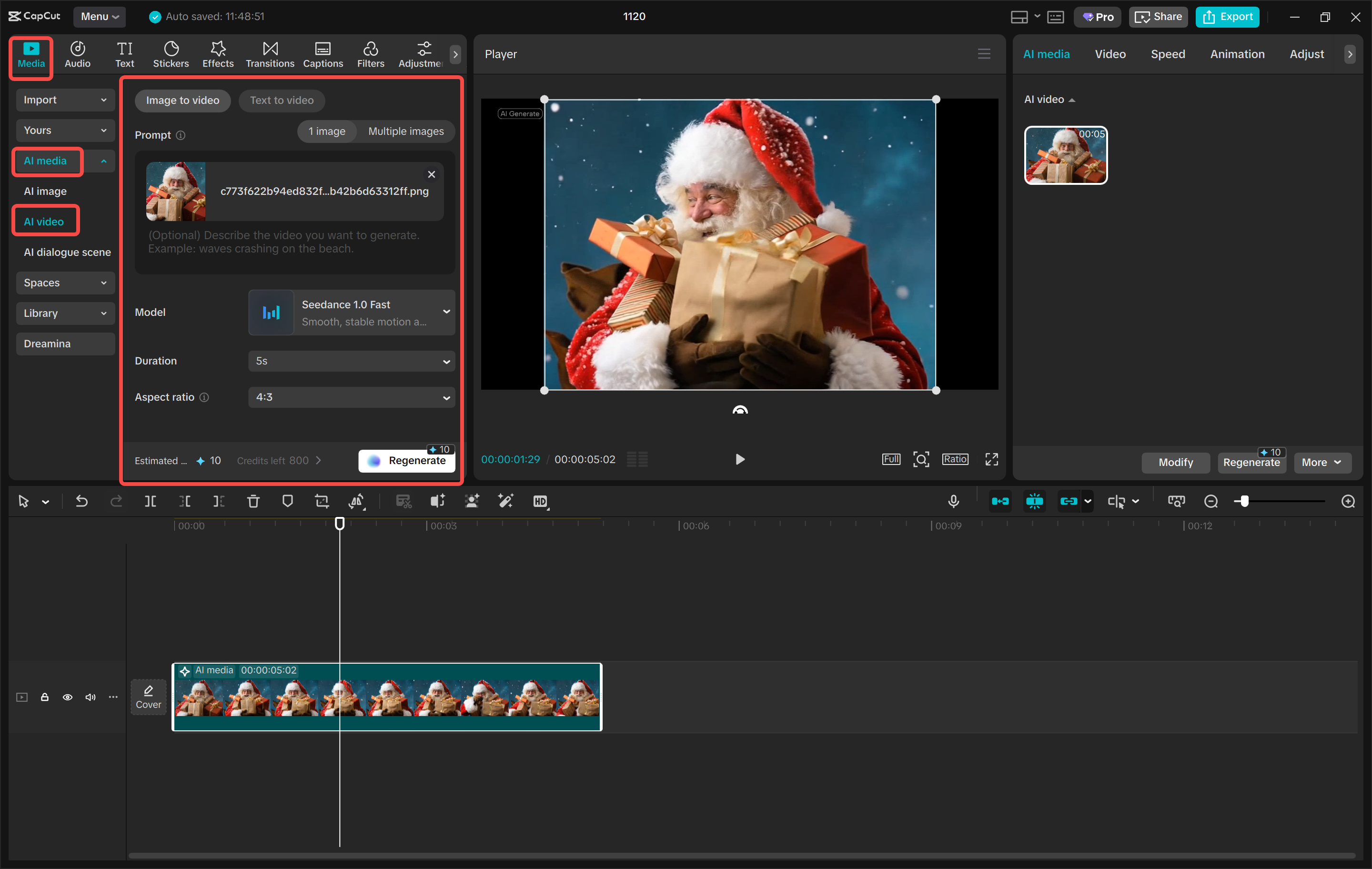 Generating a Christmas movie with CapCut's AI video tool