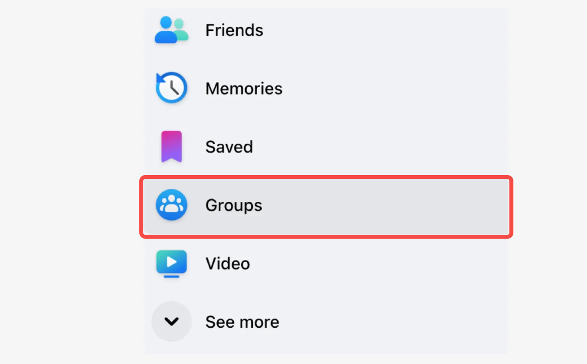 Select the Facebook group