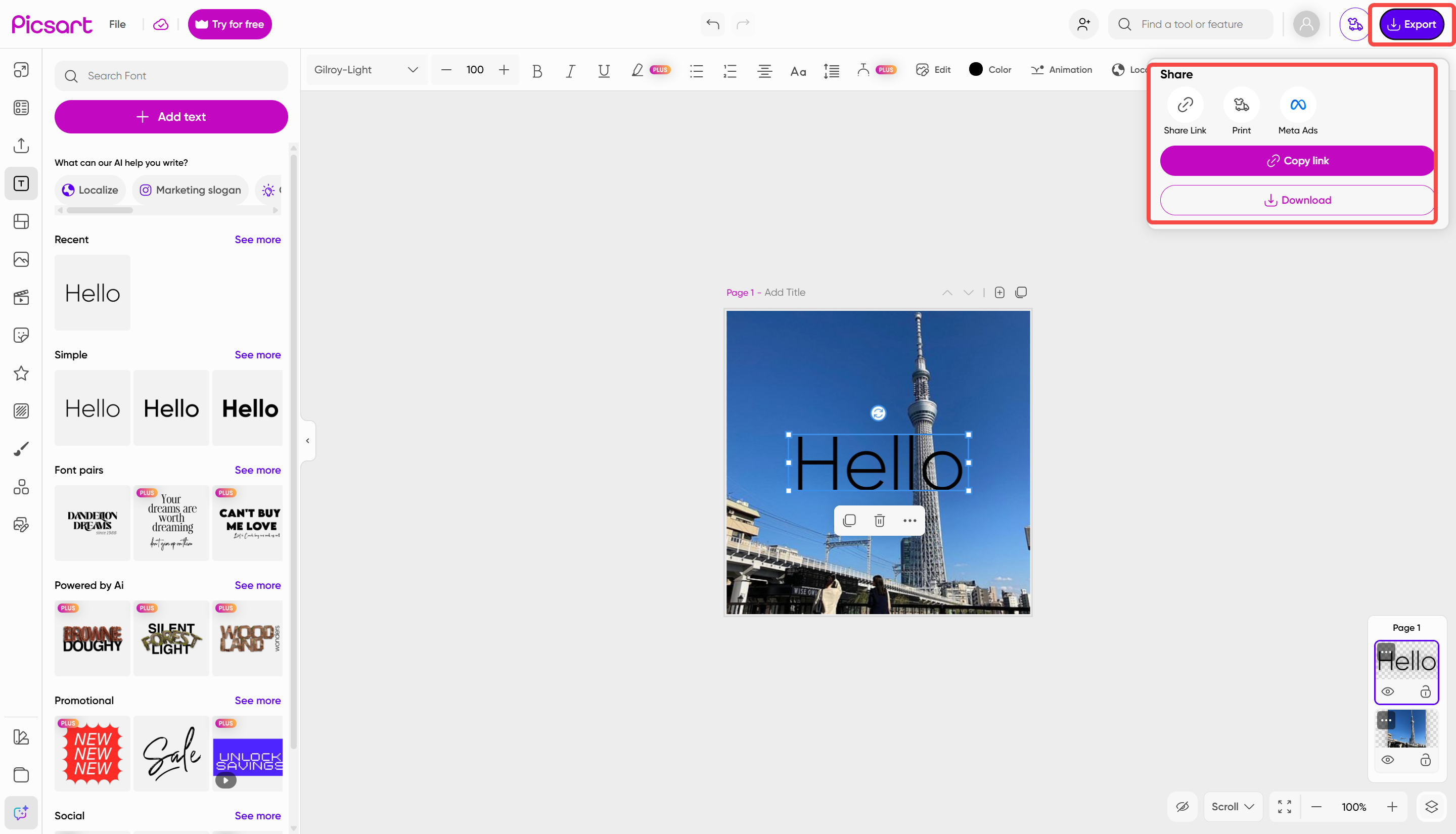 Use the Picsart image editor online