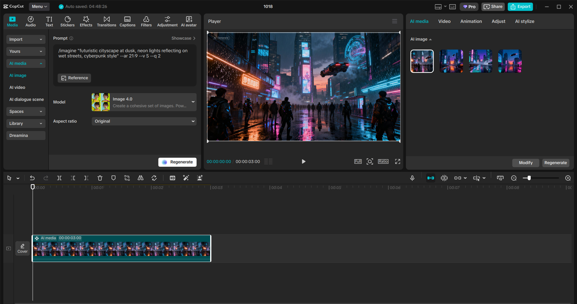 Interface of CapCut desktop video editor - the best tool to generate high-quality images