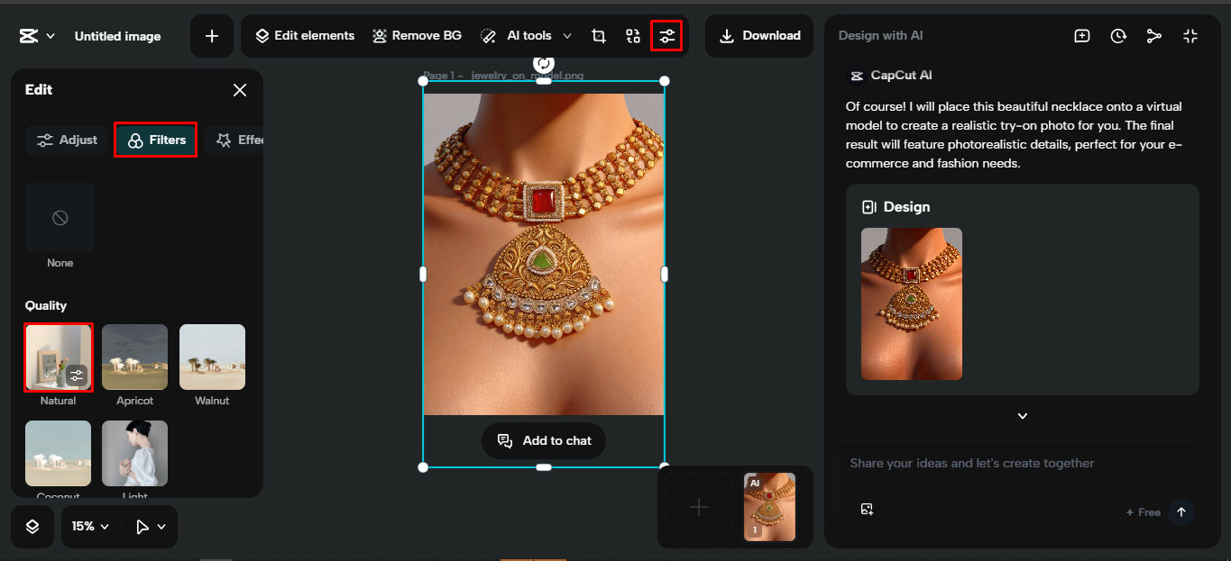 Applying filters on the CapCut desktop video editor