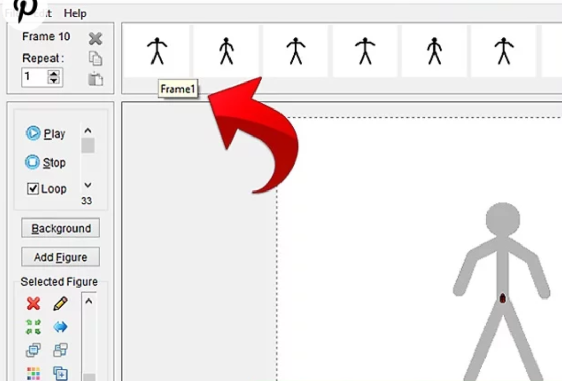 Making suitable frames in the Pivot Stickfigure animator