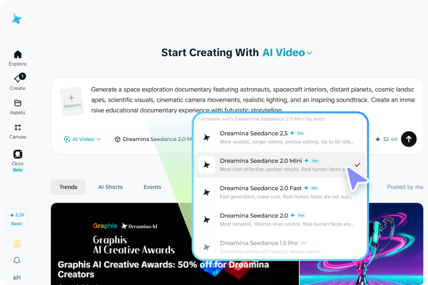 Choose AI video settings and generate scenes