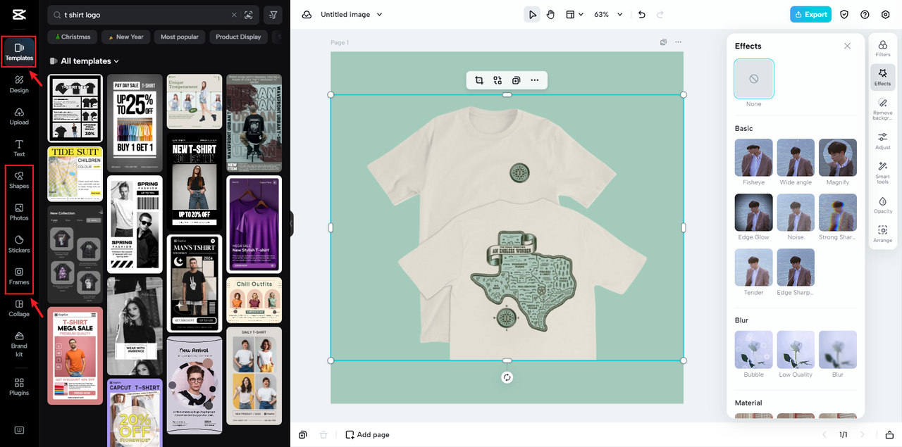 Templates, fontes e designs gráficos do CapCut Online