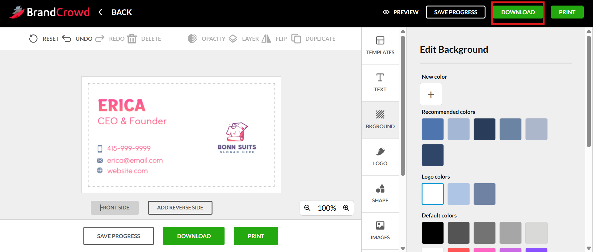 Download your business card
