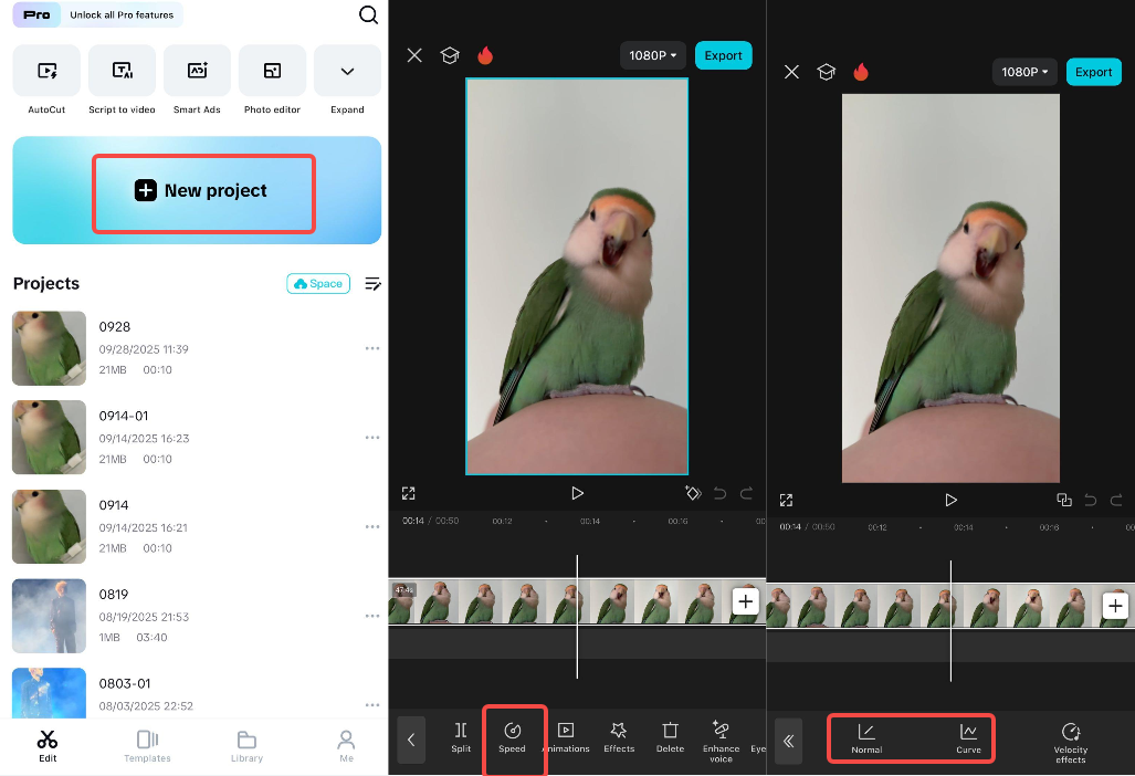 Import a video to CapCut mobile app