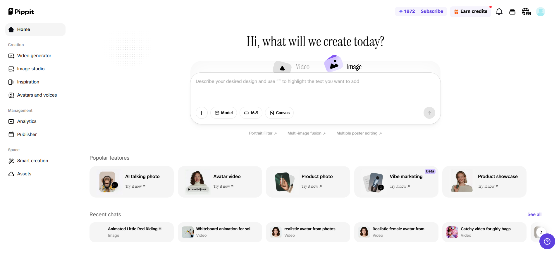 Page d'accueil Pippit