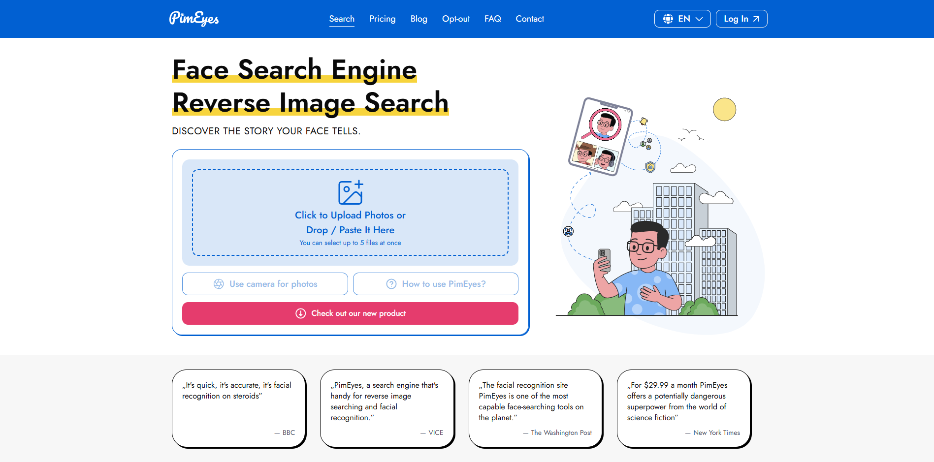 Interface of PimEyes - a user-friendly tool for Facebook image search
