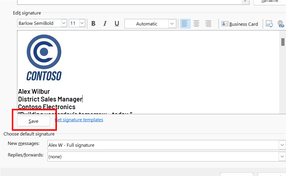 How to use official free Outlook email signature templates?