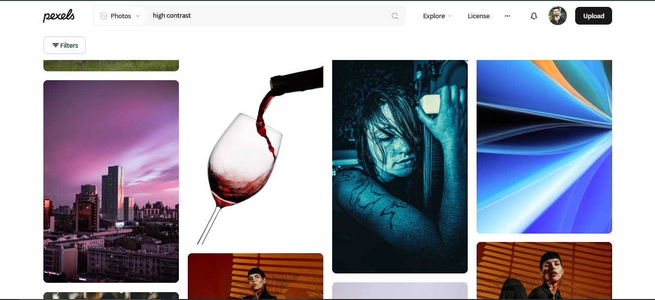 Pexels - a popular platform for finding the right high contrast image