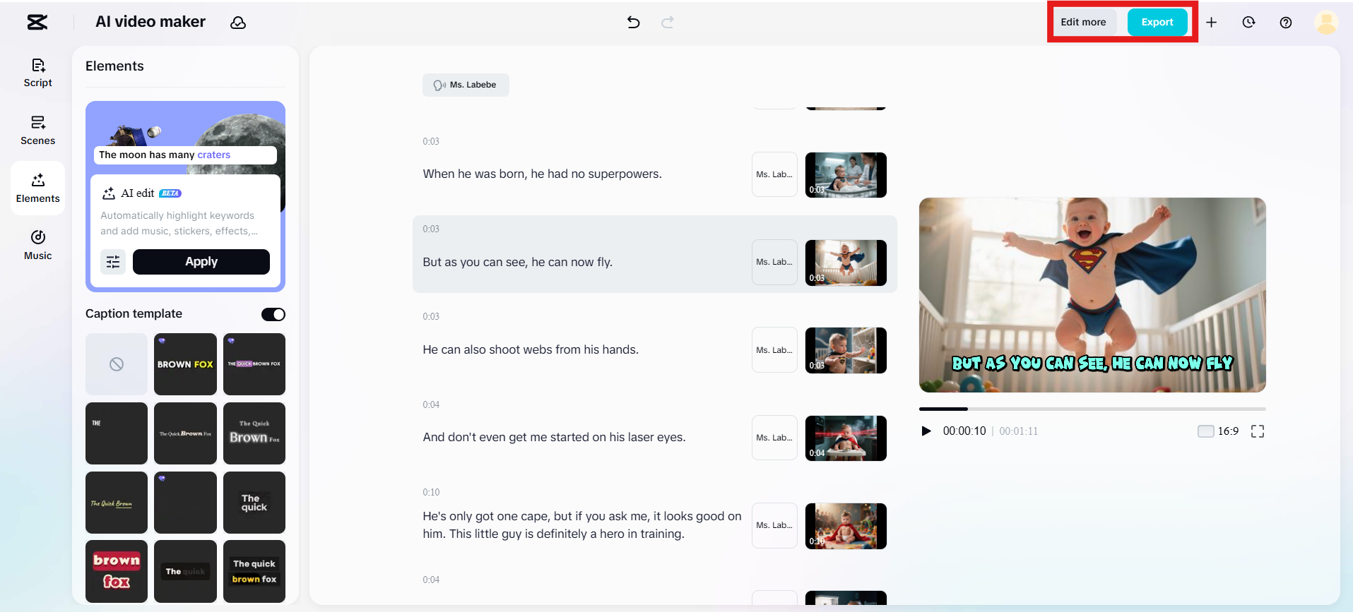 Edit more or export video