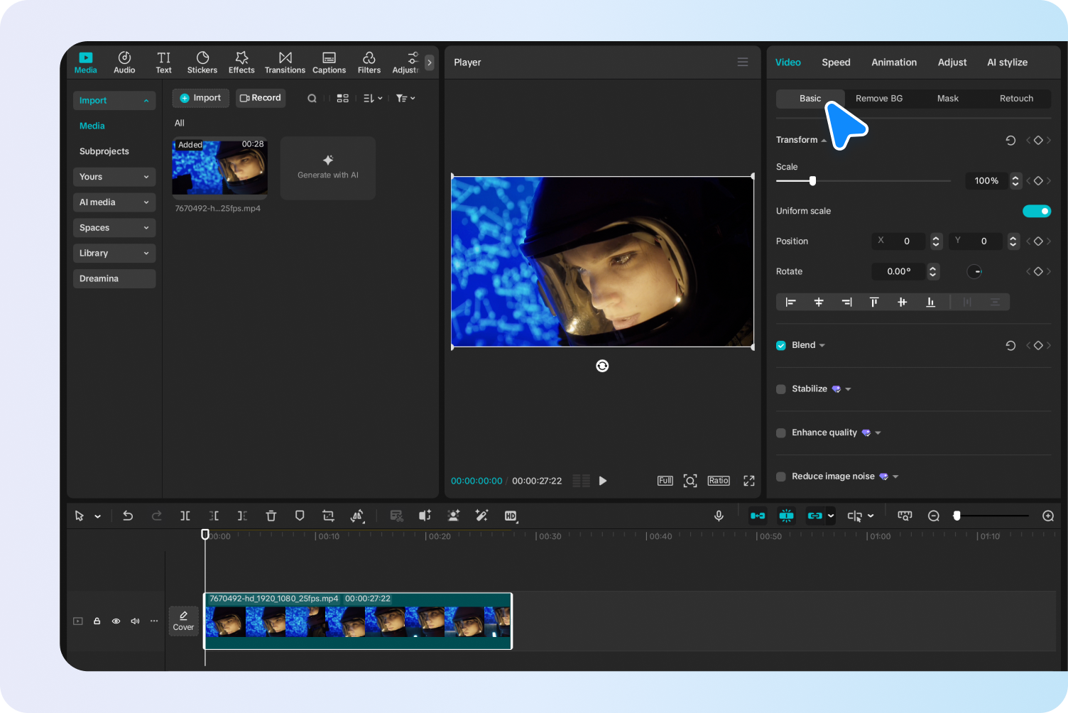 Upload a video to CapCut