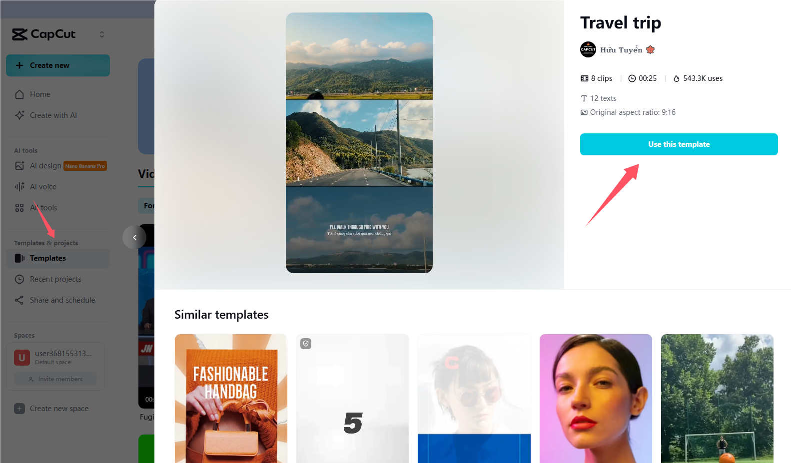 Gamitin ang template ng CapCut sa web