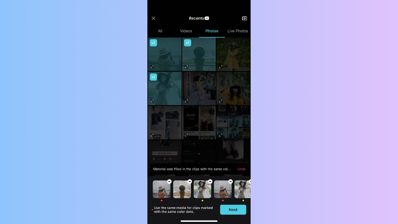 Select media and confirm