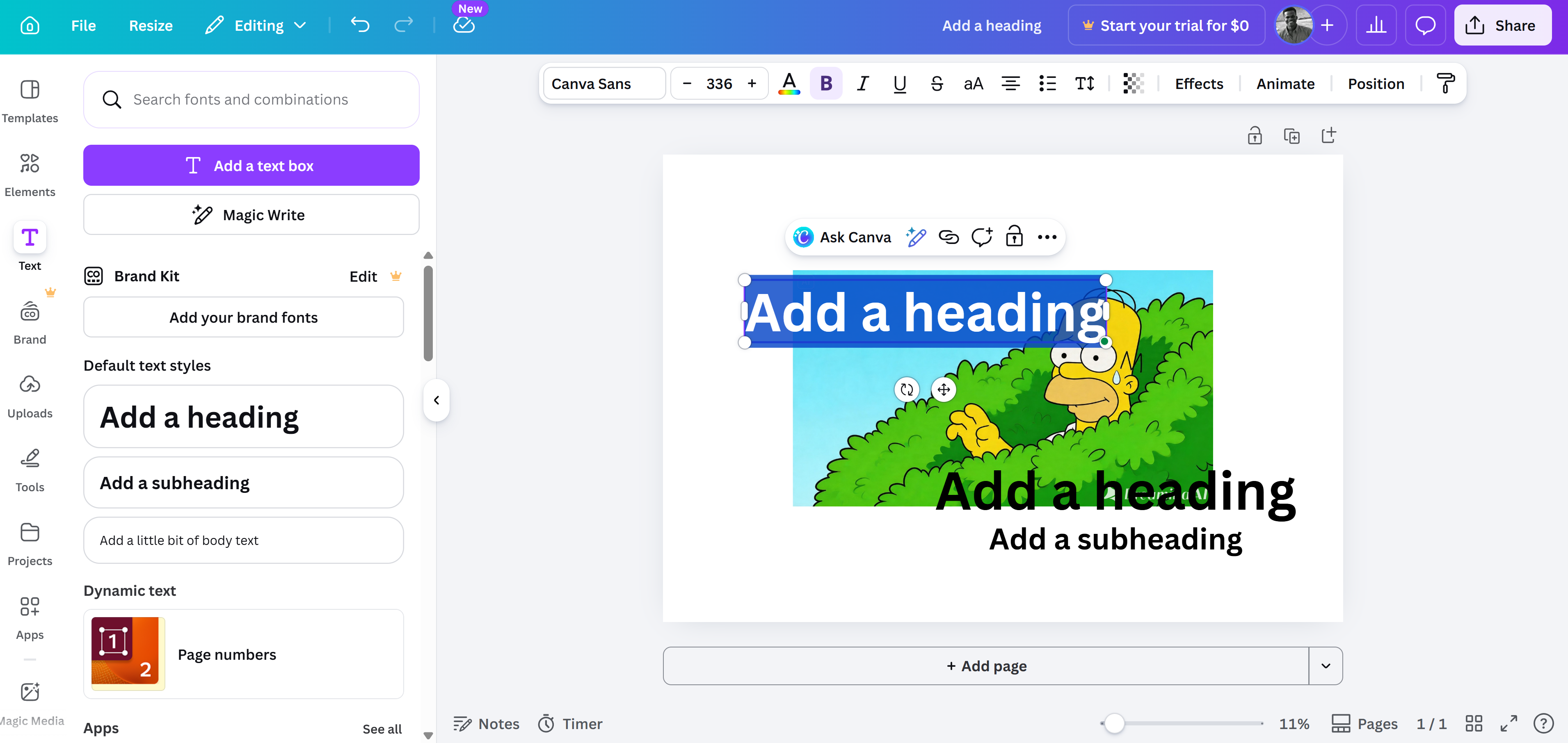 Editando seu meme com o Canva