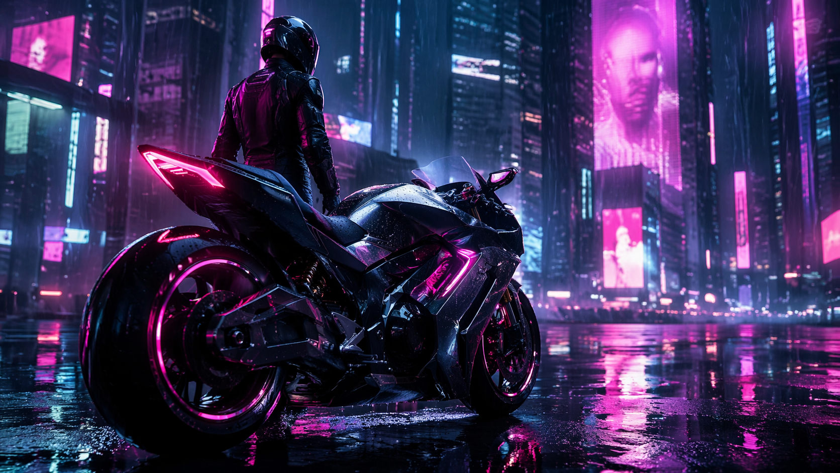 Dreamina sportbike AI แจ้งตัวอย่างพร้อมท์ 6: ฉากฮีโร่วันติดตาม