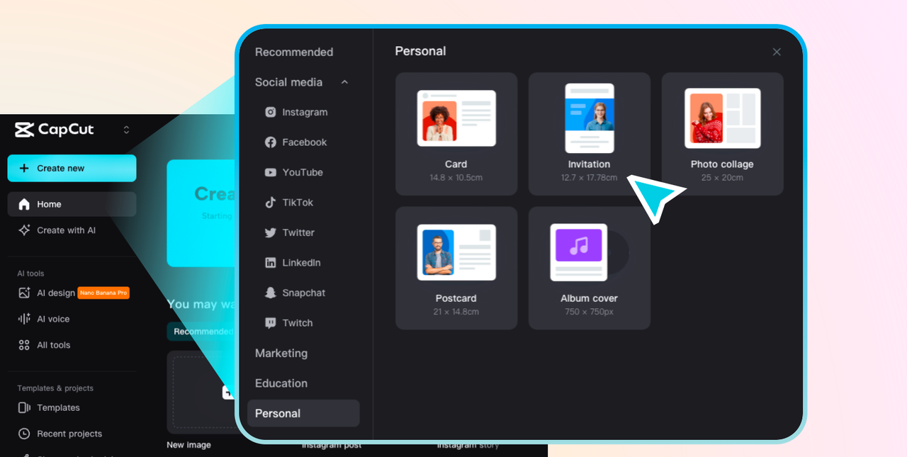 Open CapCut Invitation Make