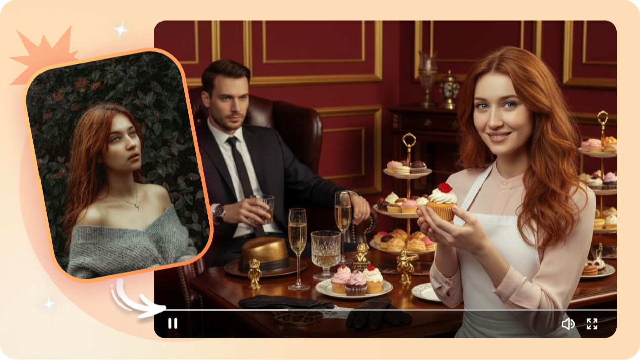 Animar fotos de personajes en escenas dramáticas de video