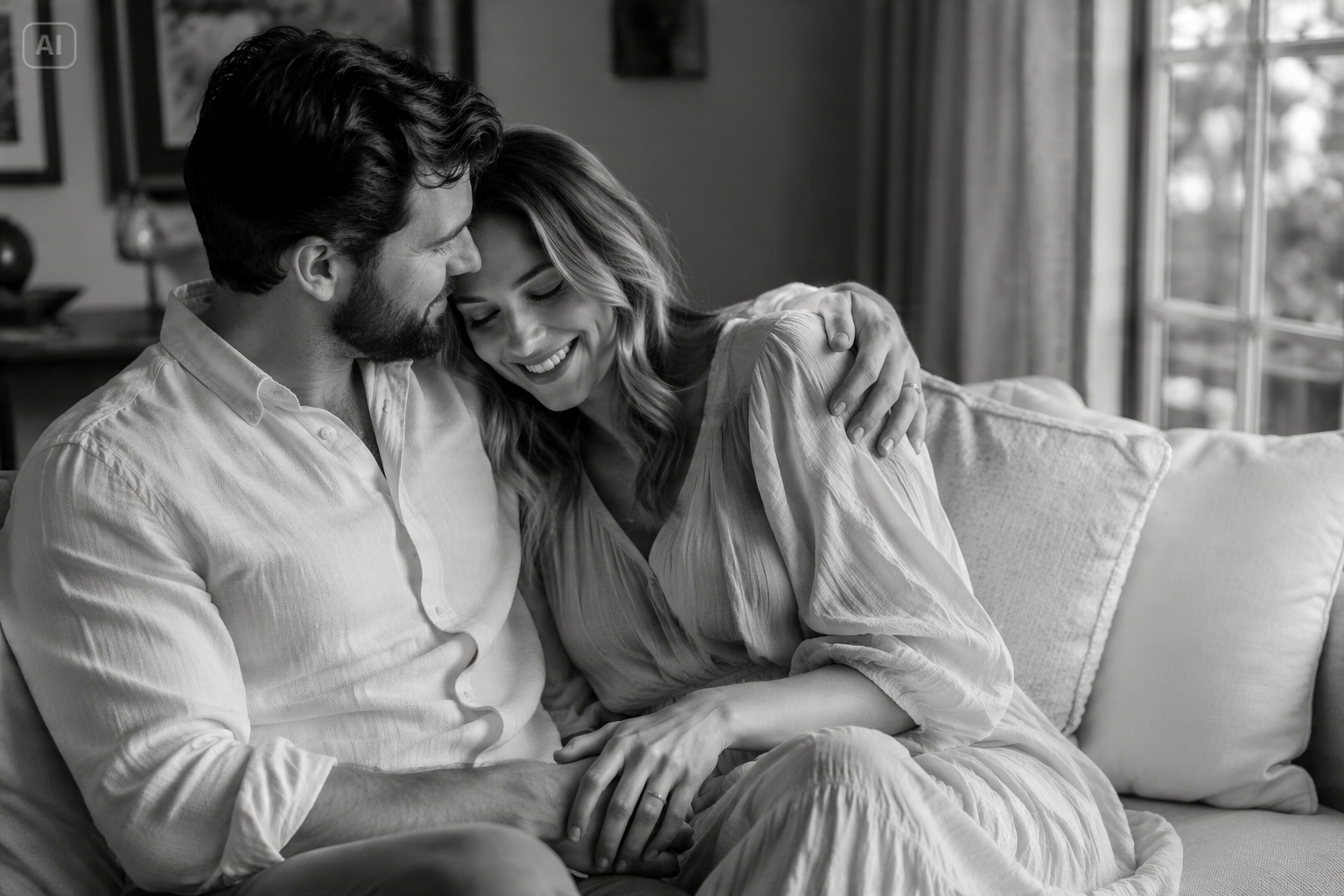 black and white couple photo features