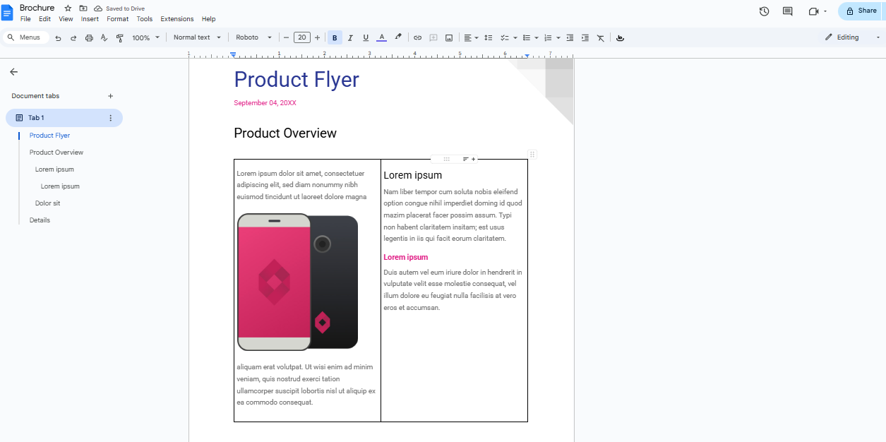 Create your flyer layout