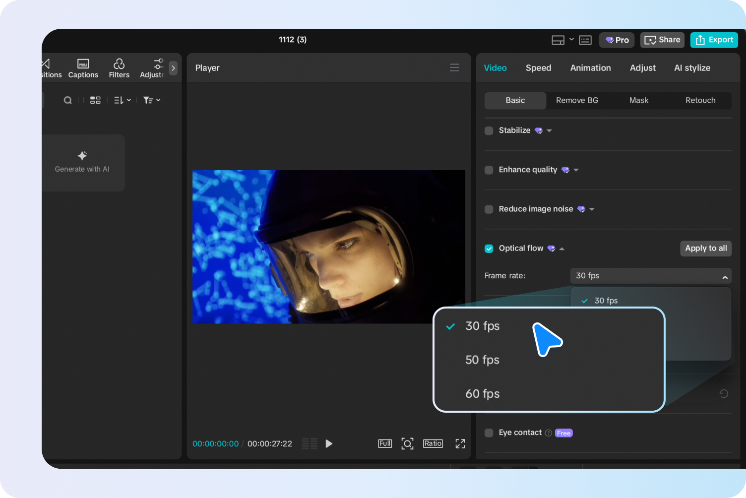 Add optical flow to the video