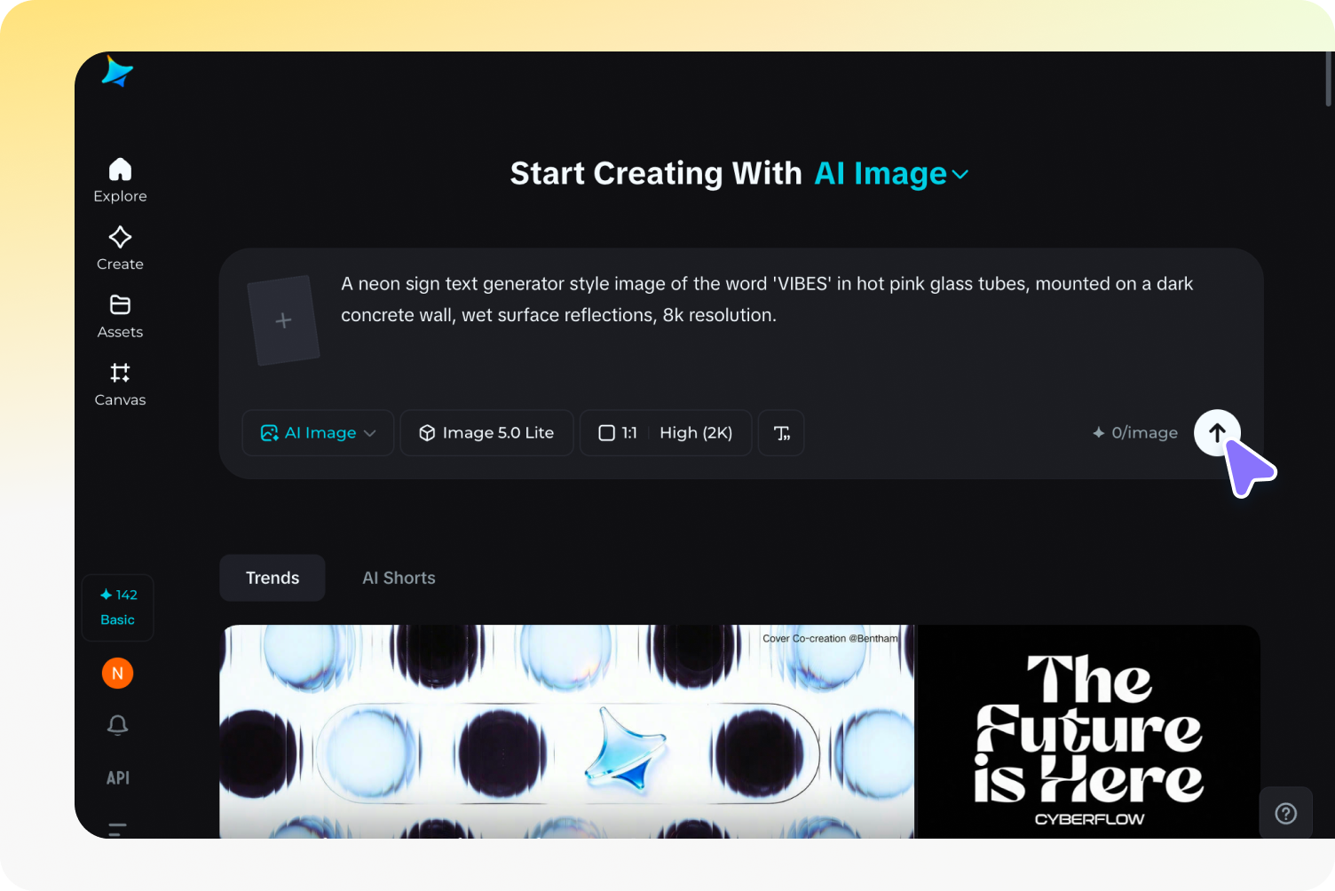 Write prompt for neon text generator