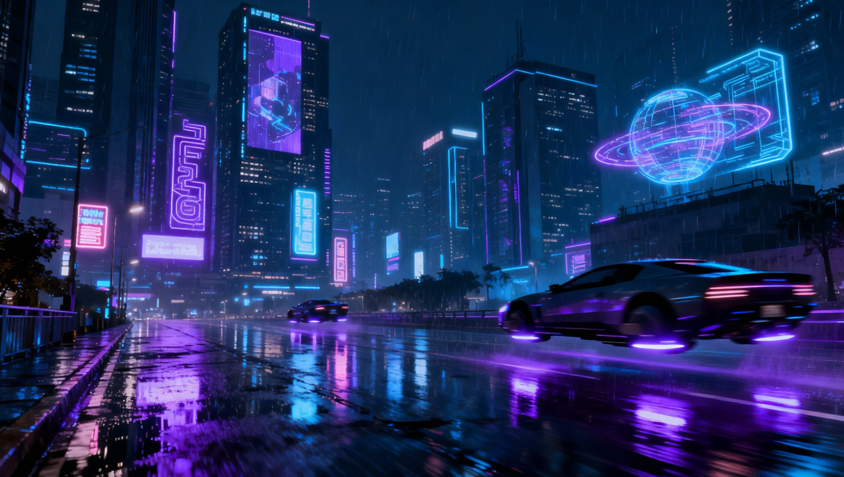 Cyberpunk city street