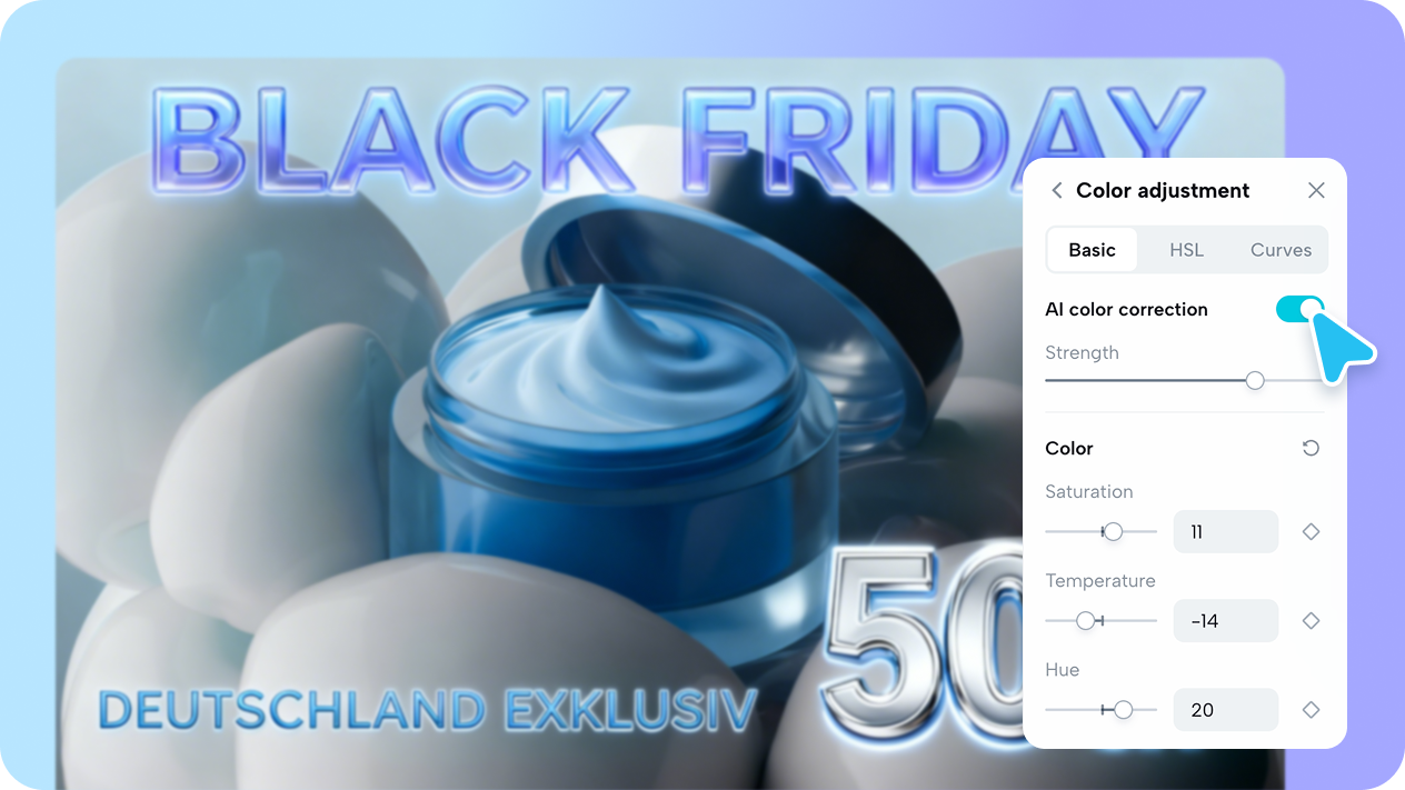 Editing tools in Pippit for creating Black Friday ads