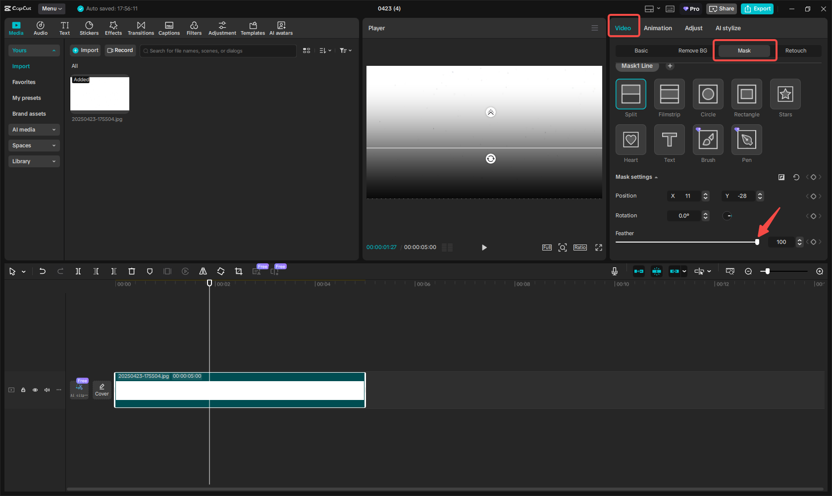 Fehér fakó háttér létrehozása a CapCut-ban