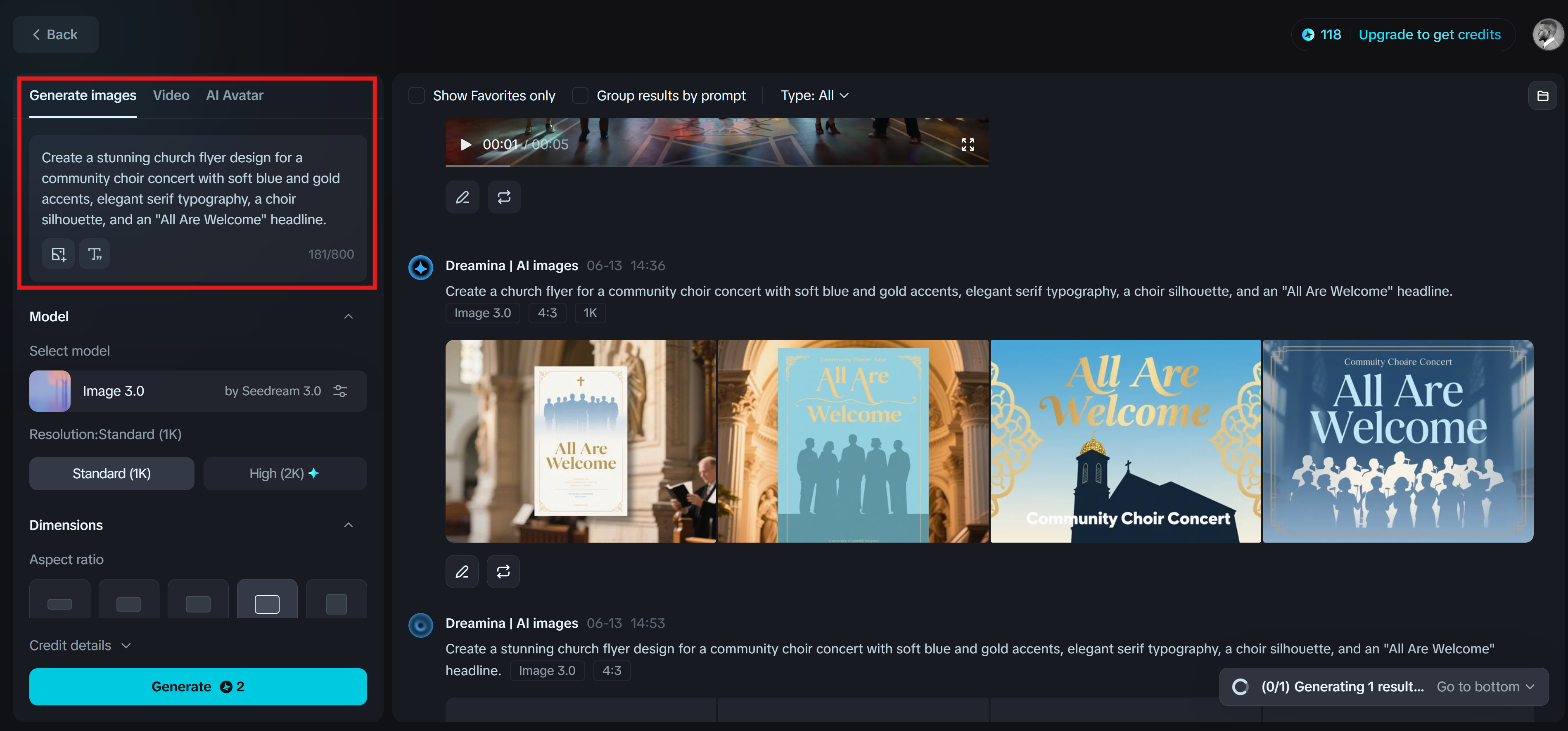 Dreamina: Simple church flyer design