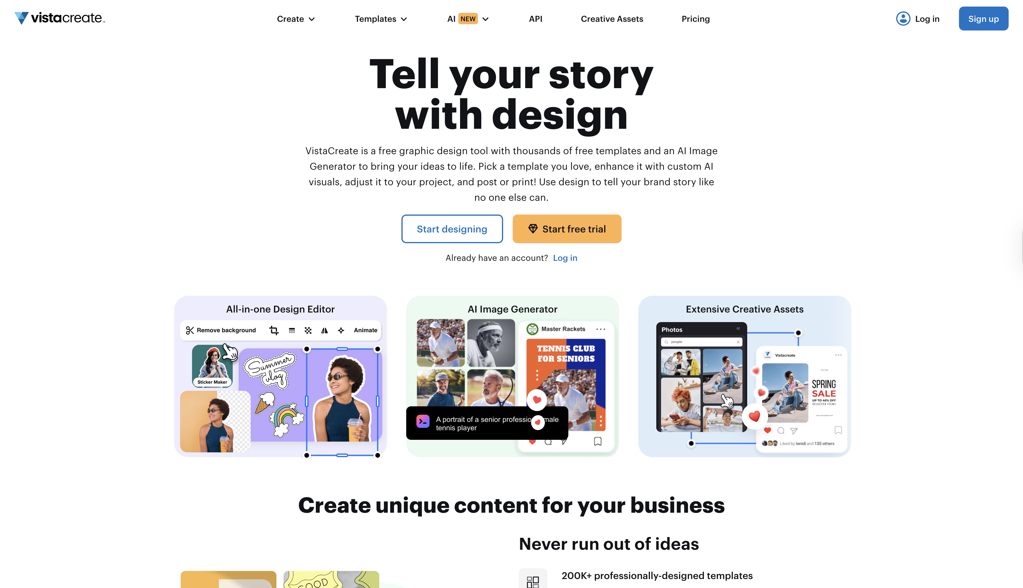 VistaCreate interface