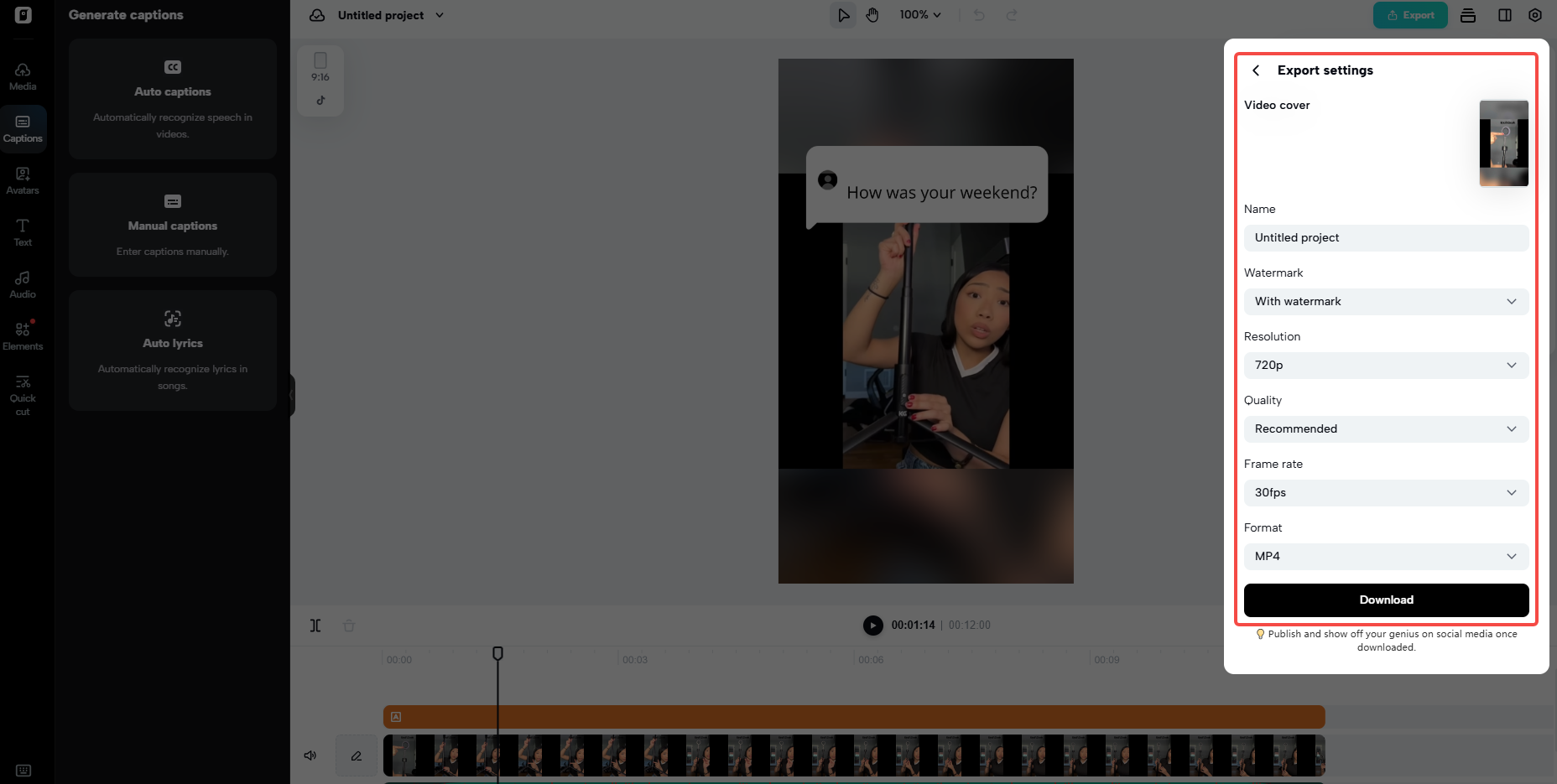 Yüksek çözünürlüklü dışa aktarma özelliği