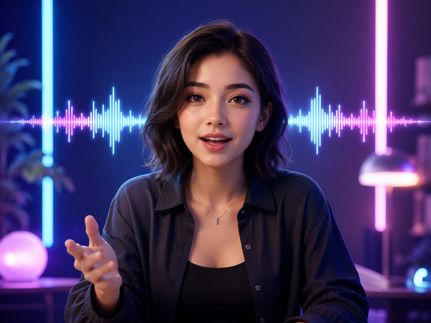Personaje de IA hablando video gancho de video social