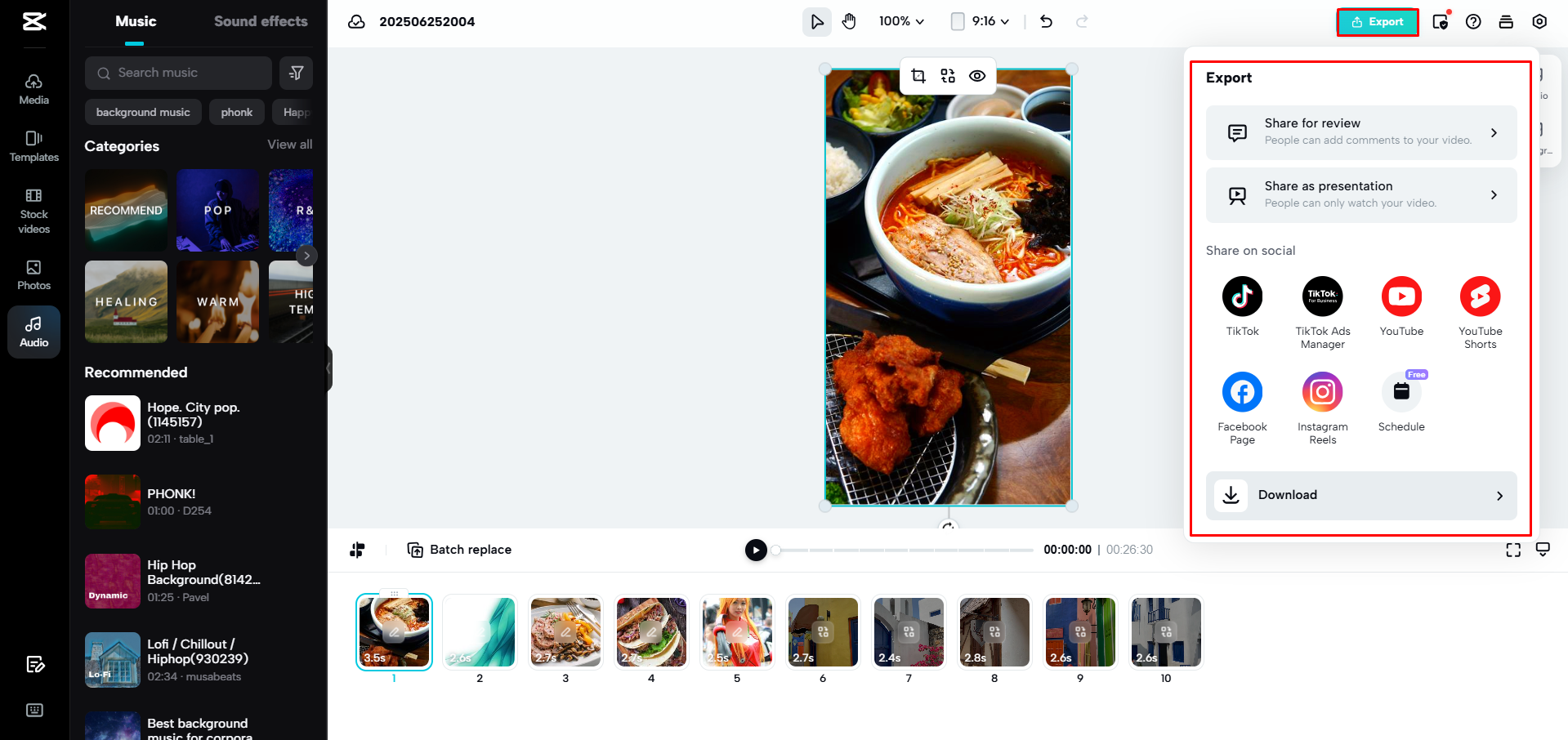 Exporter une vidéo depuis CapCut Web
